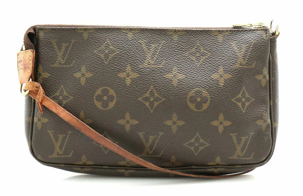 Louis Vuitton Monogram Pochette Accessoires Pouch Handbag Canvas Brown